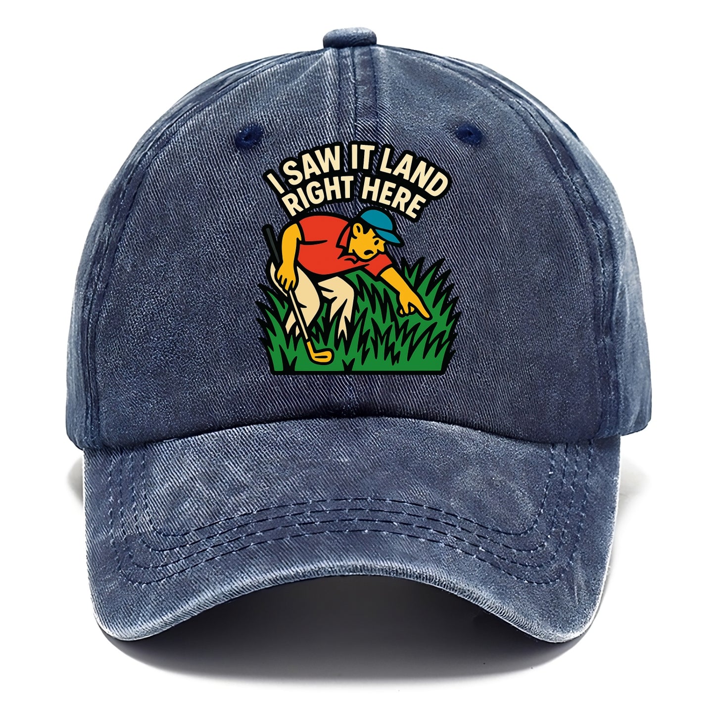 Golfer searching in deep rough - "I Saw It Land Right Here" - lost ball saga - Classic Cap - Twilight Navy(Blue)