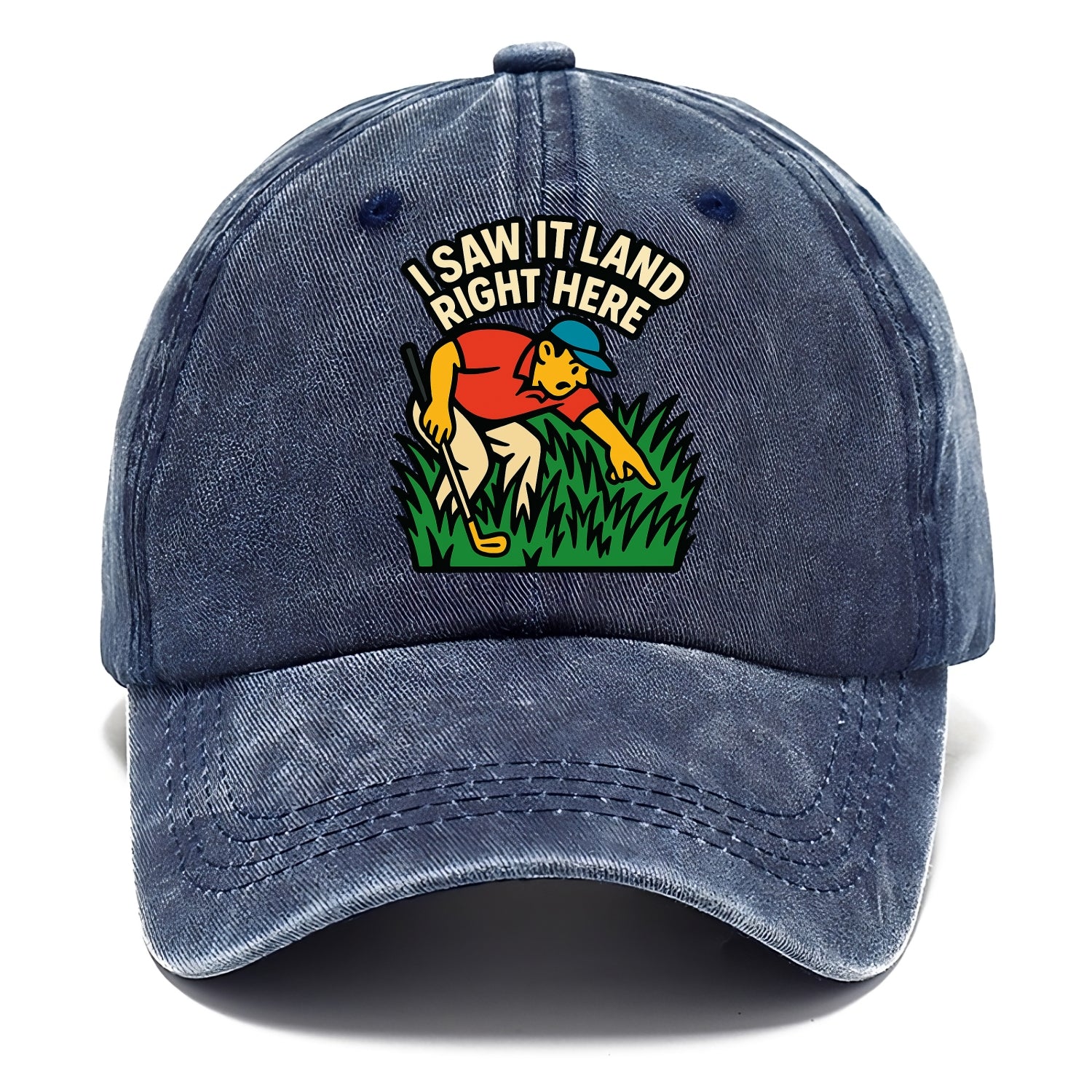 Golfer searching in deep rough - "I Saw It Land Right Here" - lost ball saga - Classic Cap - Twilight Navy(Blue)
