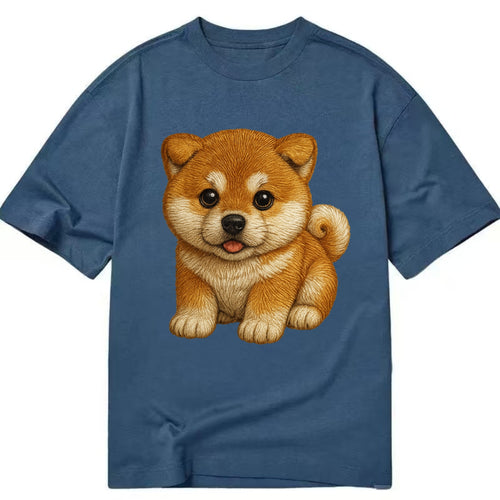Baby Akita Puppy - fluffy bear-like, curled tail, dignified eyes, front-facing, - Classic T-shirt