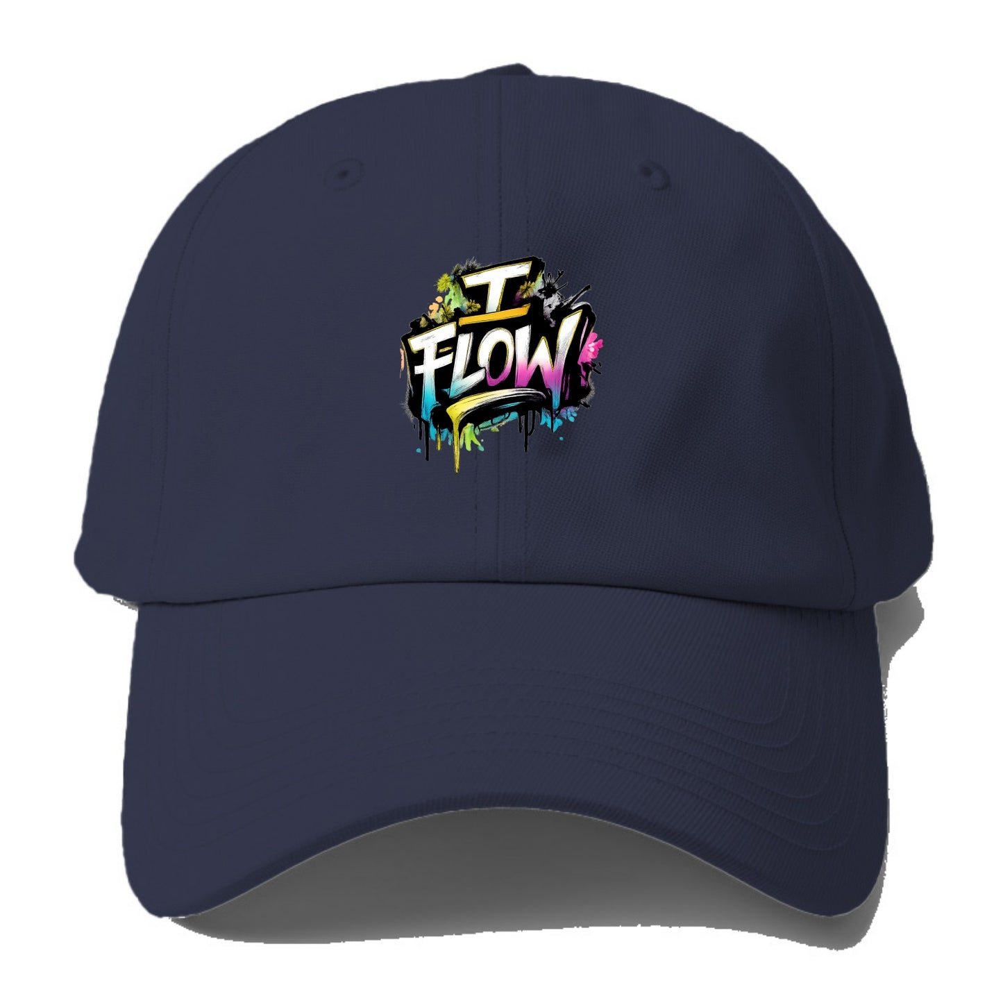 Bold typography design - "I FLOW" - going with life, easy movement - Baseball Cap For Big Heads - Twilight Navy(Blue)