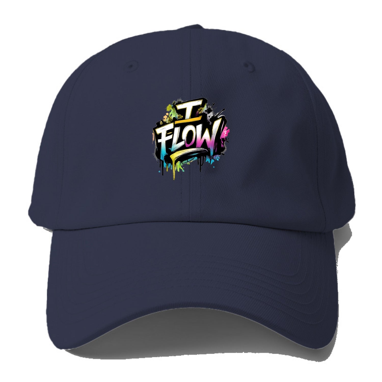 Bold typography design - "I FLOW" - going with life, easy movement - Baseball Cap For Big Heads - Twilight Navy(Blue)