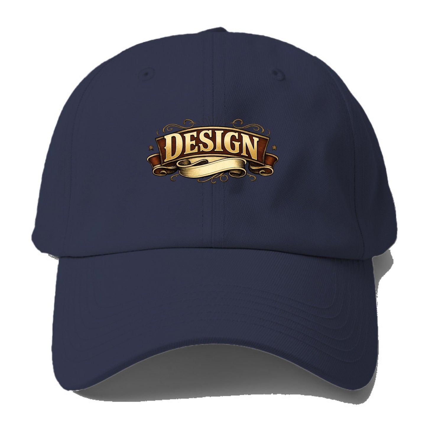 Bold typography design - "DESIGN" - intentional creation, aesthetic planning - Baseball Cap - Twilight Navy(Blue)