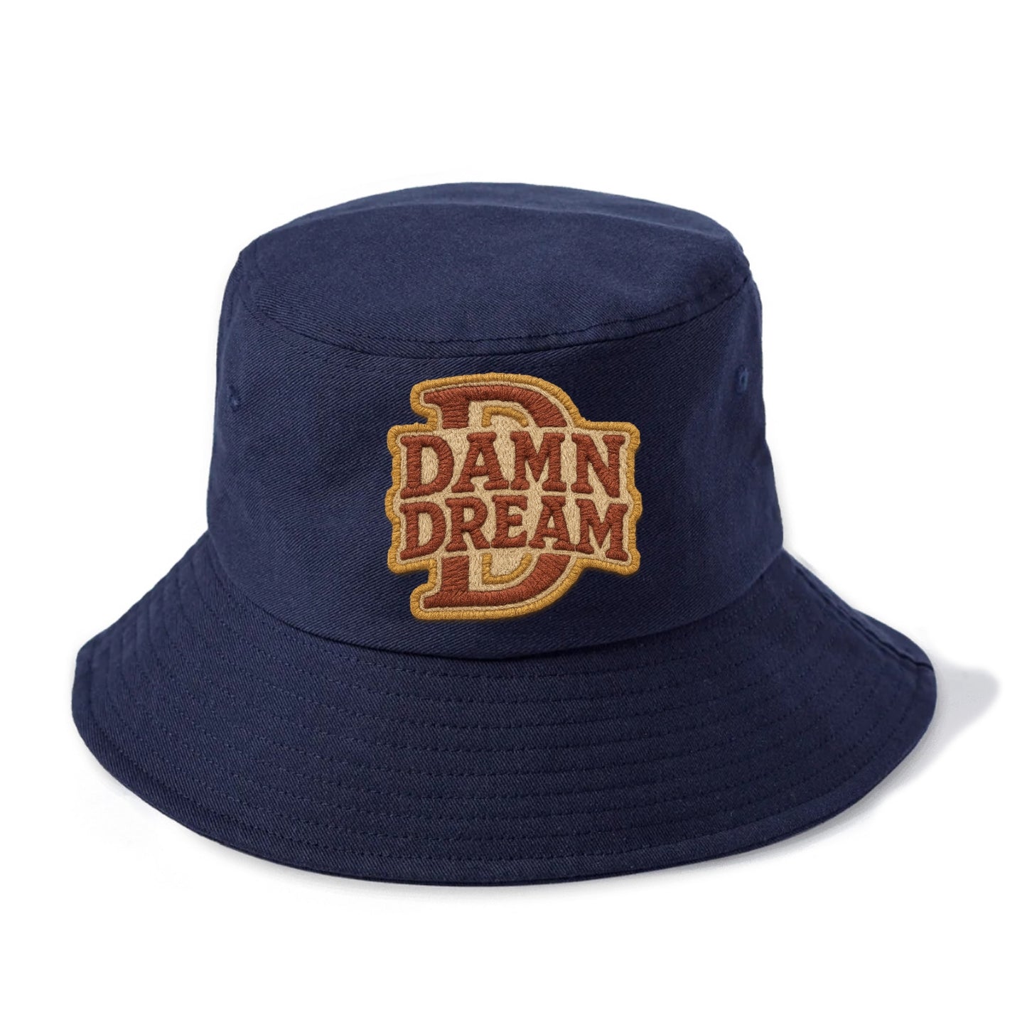 DAMN;DREAM BIG Motivational White Cap - Bucket Hat - Twilight Navy(Blue)