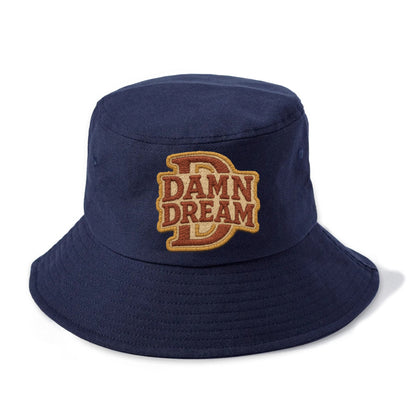 DAMN;DREAM BIG Motivational White Cap - Bucket Hat - Twilight Navy(Blue)