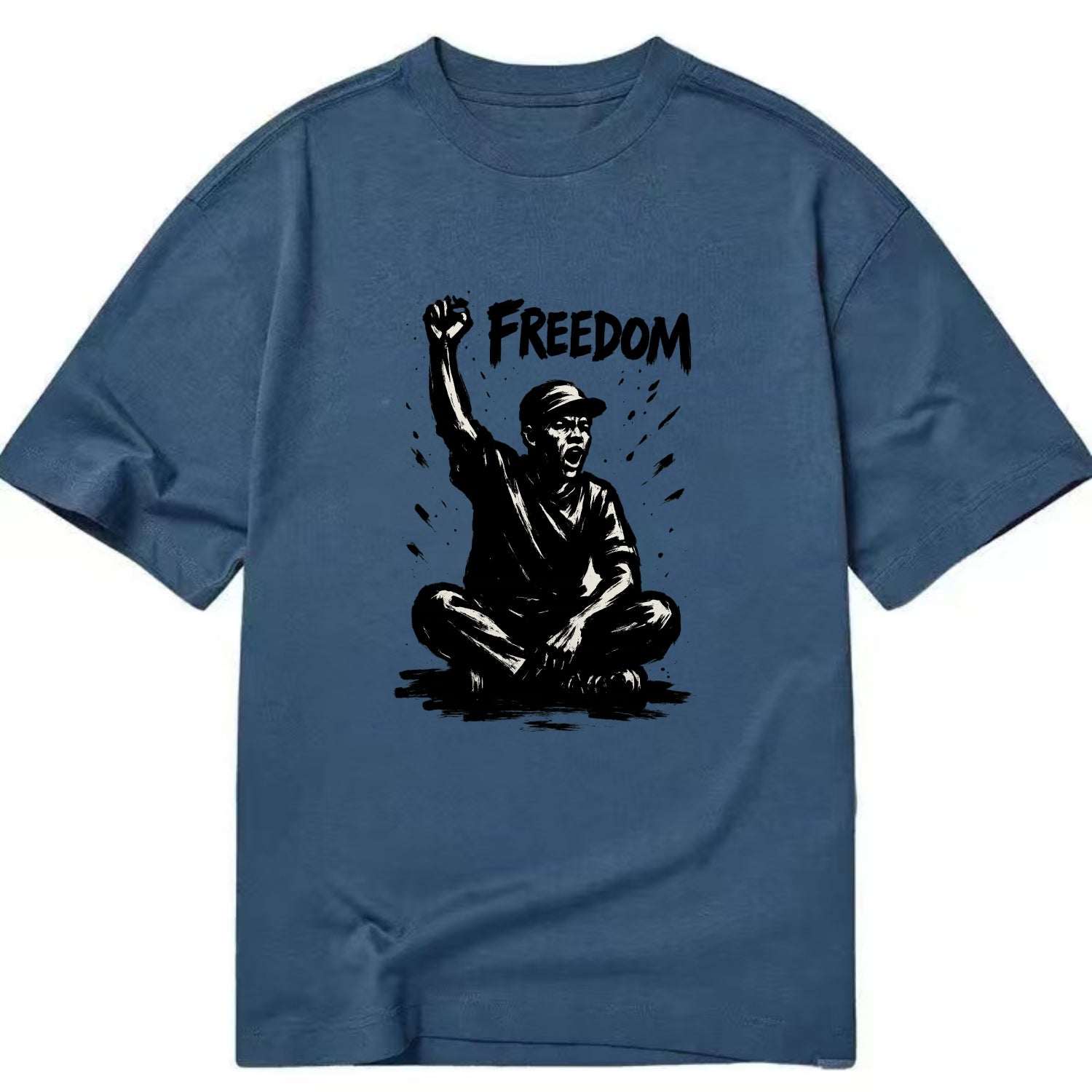 Sit-in protest figure - civil disobedience ink art - Classic T-shirt - Twilight Navy(Blue)