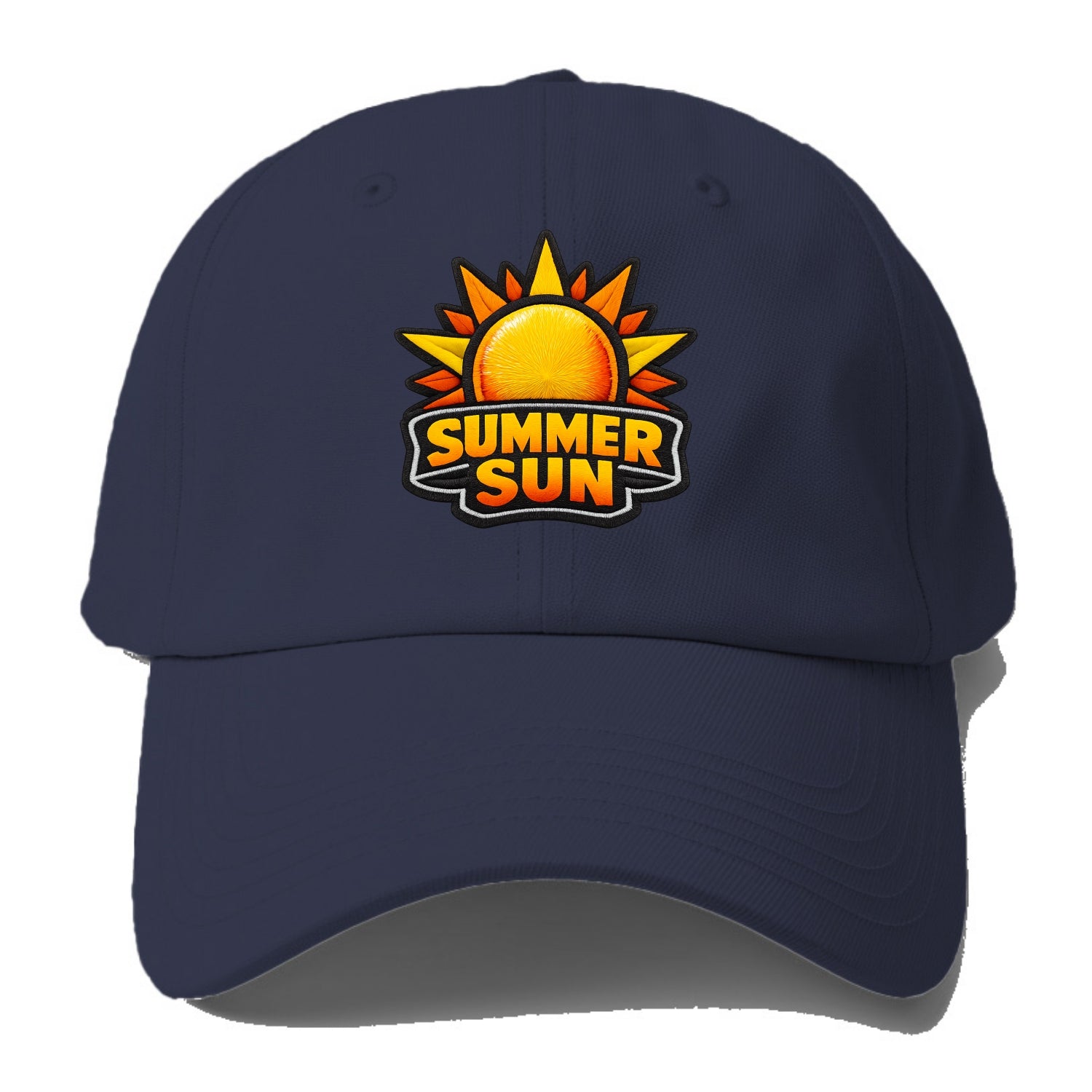SUMMER SUN - bright sun with rays in yellow and orange , hot season - Baseball Cap For Big Heads - Twilight Navy(Blue)