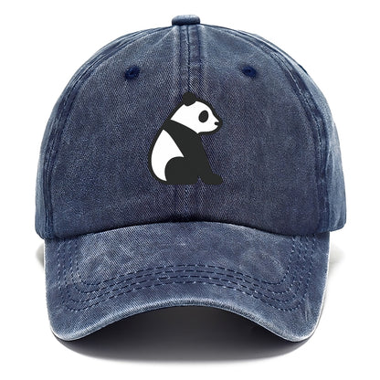 Panda - Black and white sitting pose flat side profile - Classic Cap - Twilight Navy(Blue)