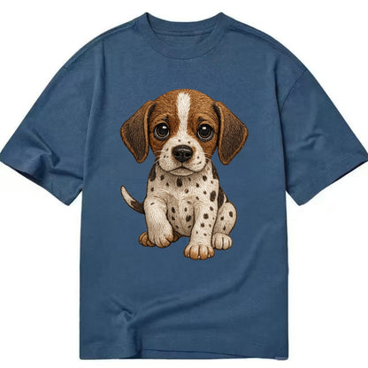 Baby Pointer Puppy - spotted coat, noble stance, alert eyes, front-facing, - Classic T-shirt - Twilight Navy(Blue)