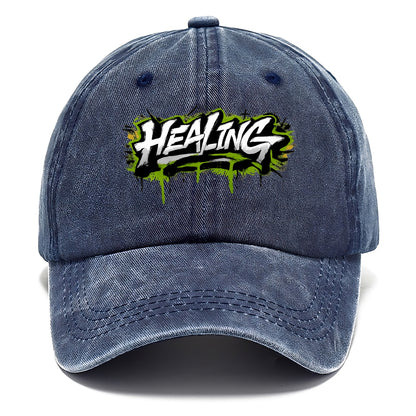 Bold typography design - "HEALING" - in recovery, getting better - Classic Cap - Twilight Navy(Blue)