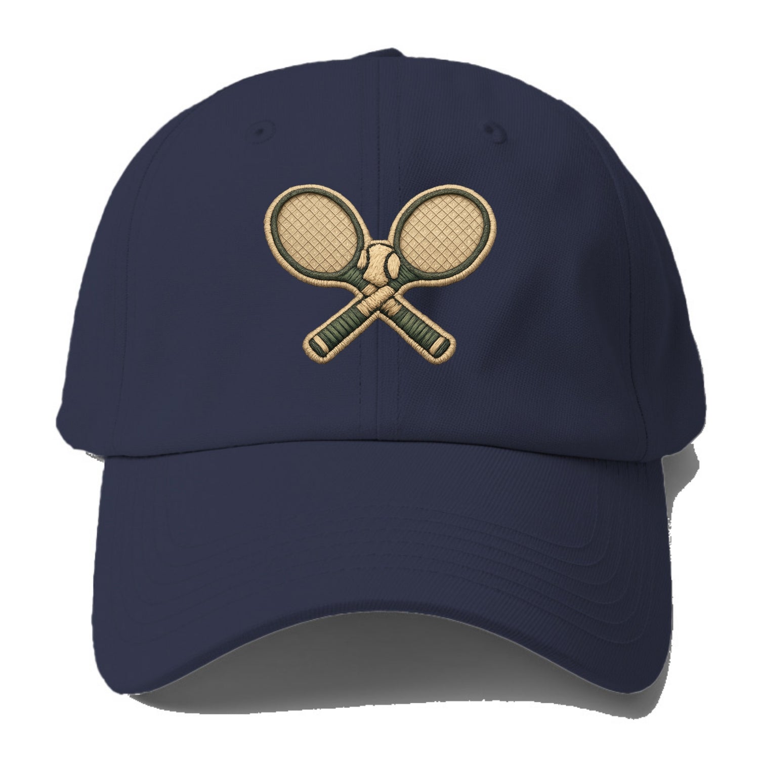 Embroidered patch design - TENNIS RACKET CROSSED - tennis rackets with ball in white - Baseball Cap - Twilight Navy(Blue)