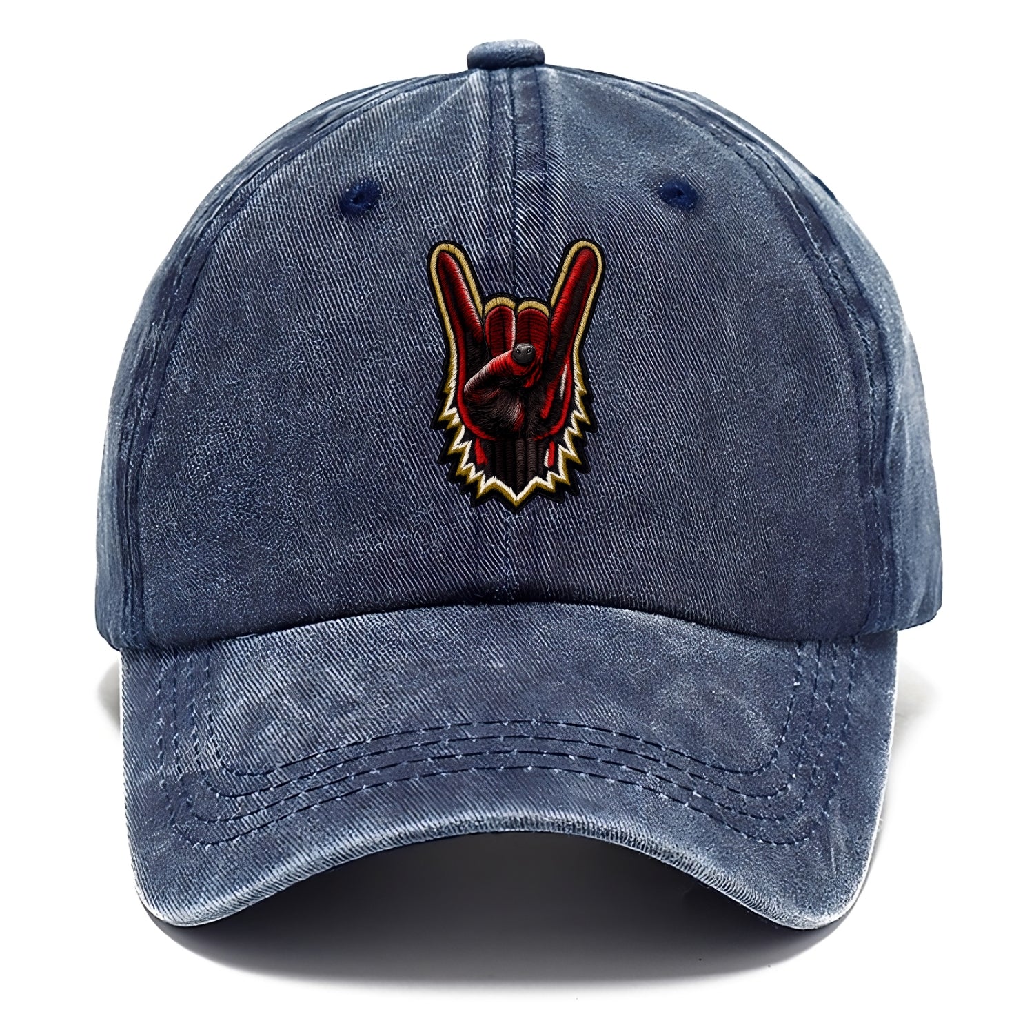ROCK HAND HORNS - devil horns hand gesture in black and red , metal music - Classic Cap - Twilight Navy(Blue)