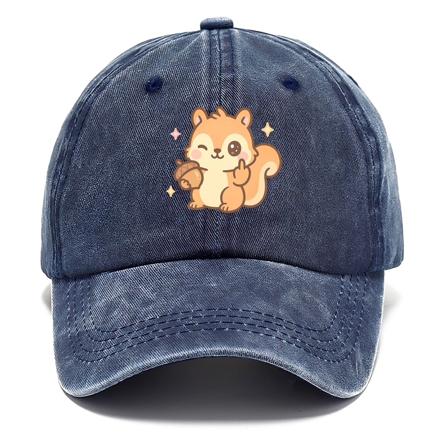 sweet squirrel holding acorn in one paw, flipping off with the other - Classic Cap - Twilight Navy(Blue)