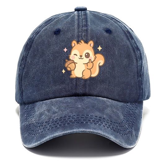 sweet squirrel holding acorn in one paw, flipping off with the other - Classic Cap - Twilight Navy(Blue)
