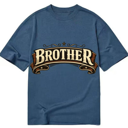 Bold typography design - "BROTHER" - male bond, brotherhood - Classic T-shirt - Twilight Navy(Blue)
