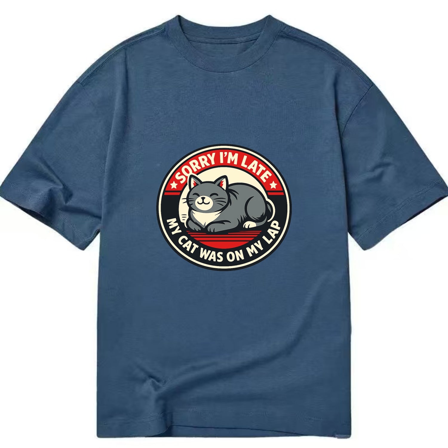 Charming Cat Loaf Excuse Emblem - Classic T-shirt - Twilight Navy(Blue)