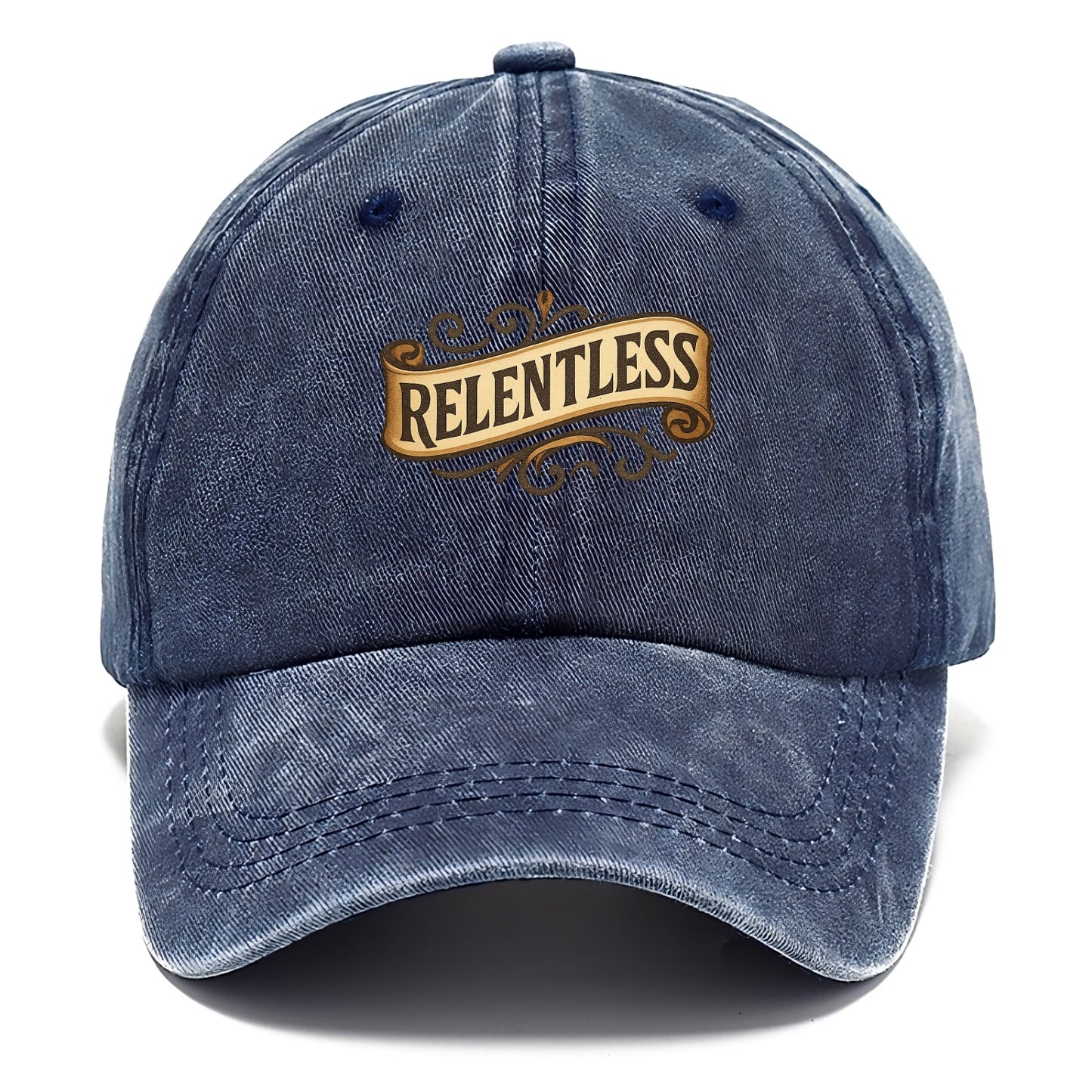 Bold typography design - "RELENTLESS" - never giving up, persistent pursuit - Classic Cap - Twilight Navy(Blue)