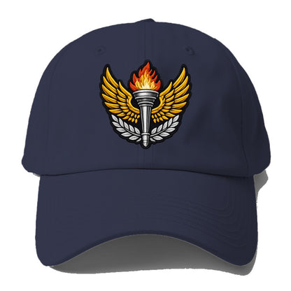 Embroidered patch design - TRACK AND FIELD TORCH - Olympic style torch with wings in - Baseball Cap - Twilight Navy(Blue)