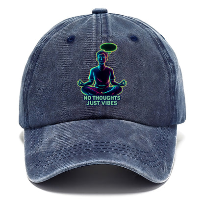 Peaceful floating figure with empty thought bubble - "no thoughts just vibes" zen - Classic Cap - Twilight Navy(Blue)