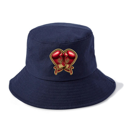 Embroidered patch design - BOXING GLOVES - red boxing gloves crossed in crimson and - Bucket Hat - Twilight Navy(Blue)
