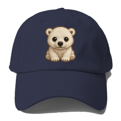 Baby Polar Bear Cub - white fluffy, black nose, dark curious eyes, - Baseball Cap For Big Heads - Twilight Navy(Blue)