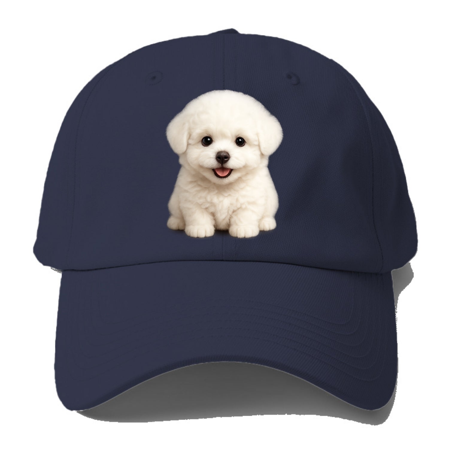 Baby Bichon Frise Puppy - white puffy cloud, dark eyes, happy expression, - Baseball Cap - Twilight Navy(Blue)