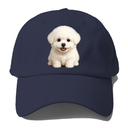 Baby Bichon Frise Puppy - white puffy cloud, dark eyes, happy expression, - Baseball Cap - Twilight Navy(Blue)