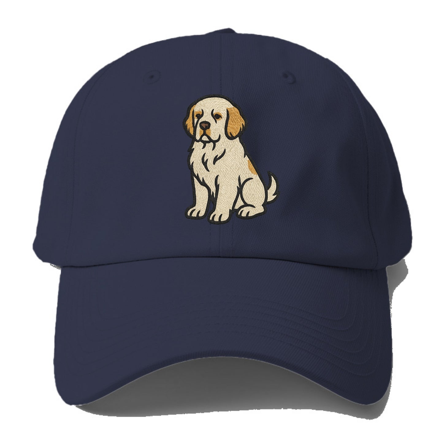 Clumber Spaniel - White with lemon markings embroidered pose - Baseball Cap For Big Heads - Twilight Navy(Blue)