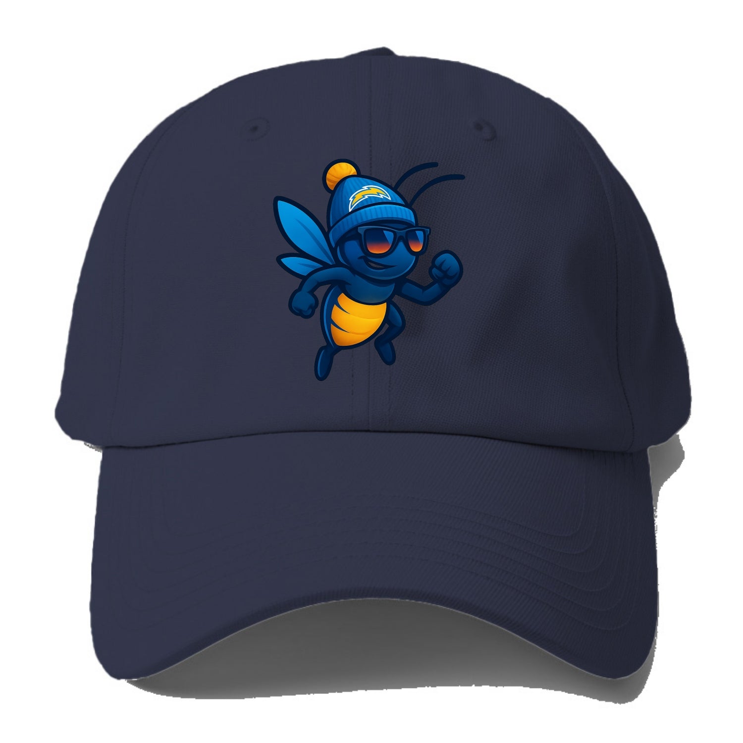 LA Lightning Bug wearing Chargers powder blue and gold beanie with pom pom and - Baseball Cap - Twilight Navy(Blue)