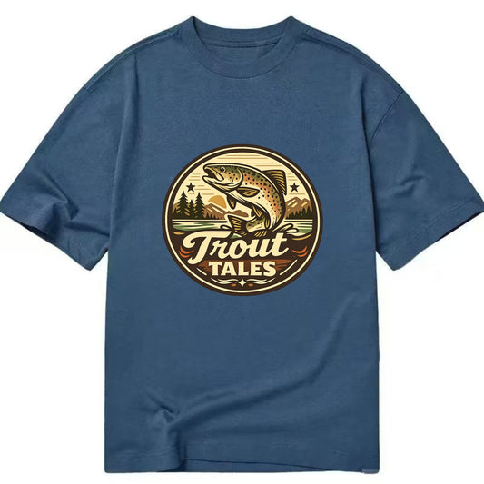Trout Tales Adventure Emblem - Classic T-shirt - Twilight Navy(Blue)