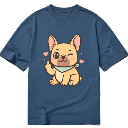 French Bulldog sitting with bat ears up, strong paw with sass - Classic T-shirt - Twilight Navy(Blue)