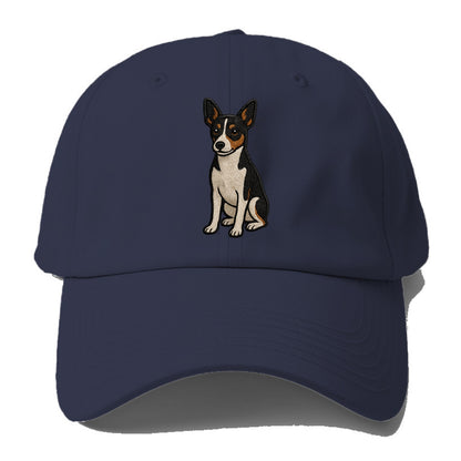Rat Terrier - Tri-color embroidered pose Baseball Cap - Twilight Navy(Blue)