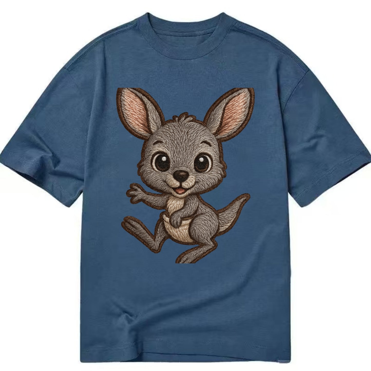 Baby Kangaroo Joey - gray fur, large ears, in pouch peek, bright eyes, - Classic T-shirt - Twilight Navy(Blue)