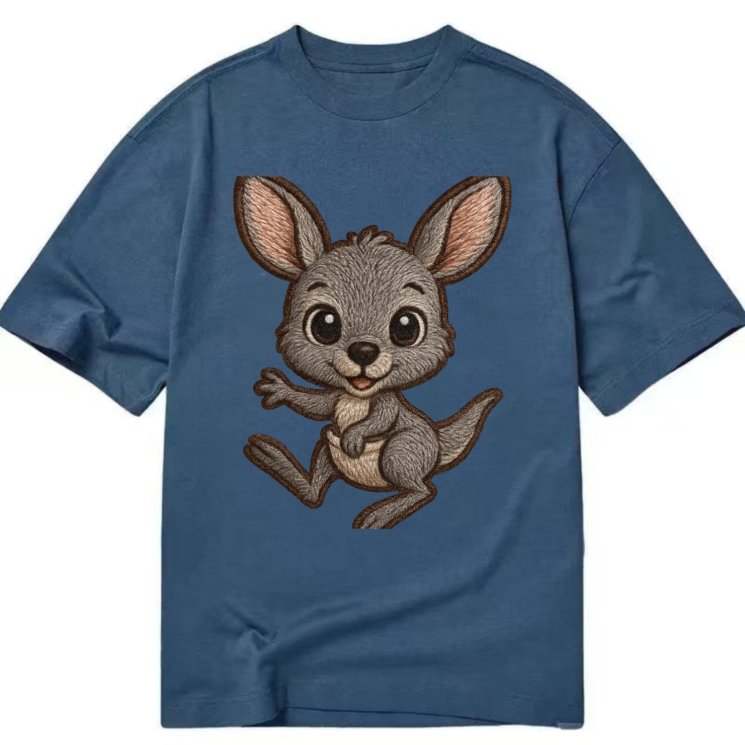 Baby Kangaroo Joey - gray fur, large ears, in pouch peek, bright eyes, - Classic T-shirt - Twilight Navy(Blue)