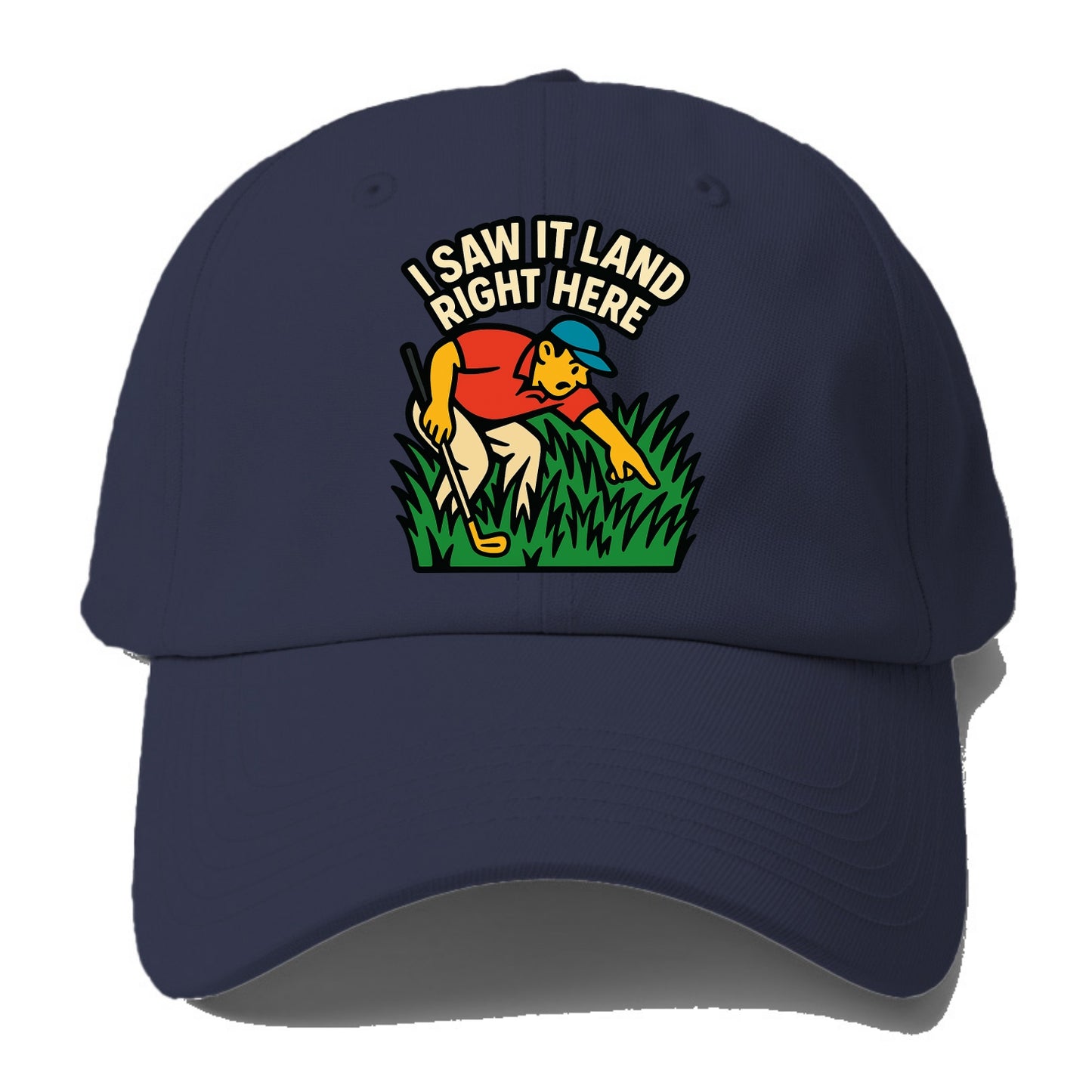 Golfer searching in deep rough - "I Saw It Land Right Here" - lost - Baseball Cap For Big Heads - Twilight Navy(Blue)