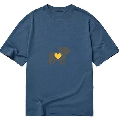 SMALL BUT BRAVE | Tiny piglet silhouette | Big heart within | Courage despite - Classic T-shirt - Twilight Navy(Blue)