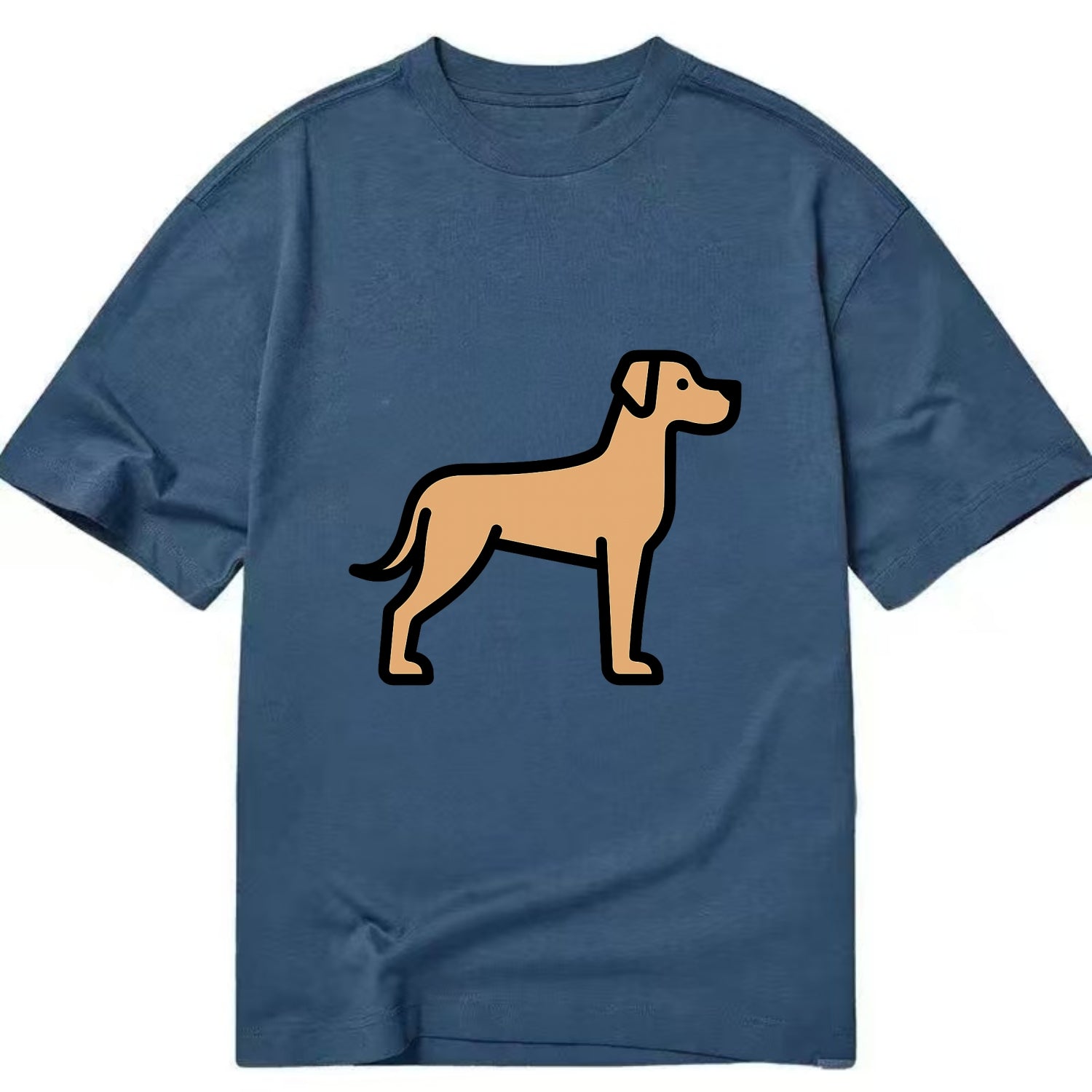 Great Dane - Fawn colored flat side profile - Classic T-shirt - Twilight Navy(Blue)