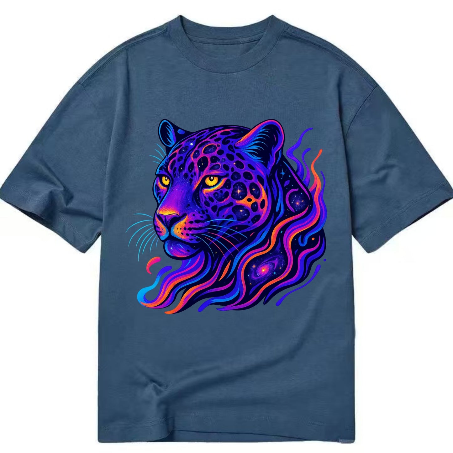 Powerful jaguar with rosettes containing miniature galaxies, cosmic purple and - Classic T-shirt - Twilight Navy(Blue)