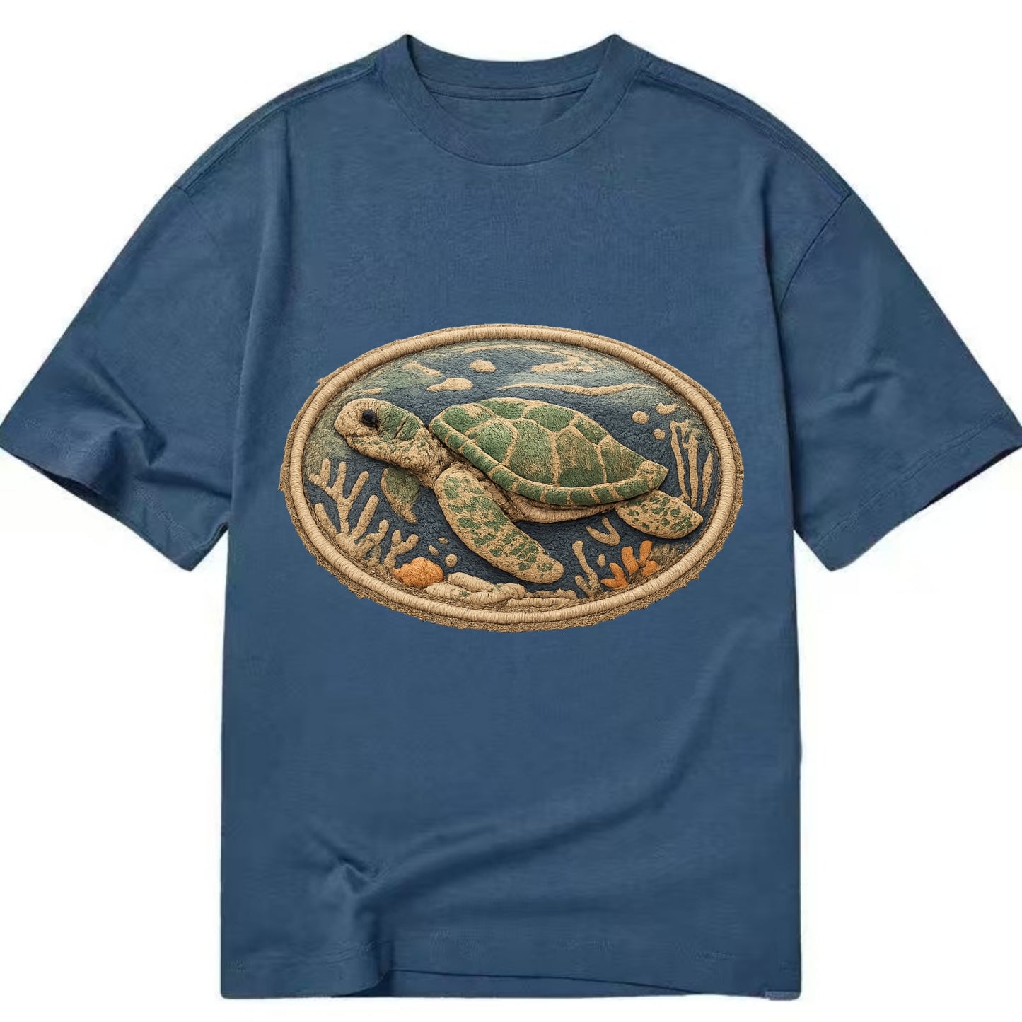 SEA TURTLE - swimming turtle in green and blue , ocean life - Classic T-shirt - Twilight Navy(Blue)