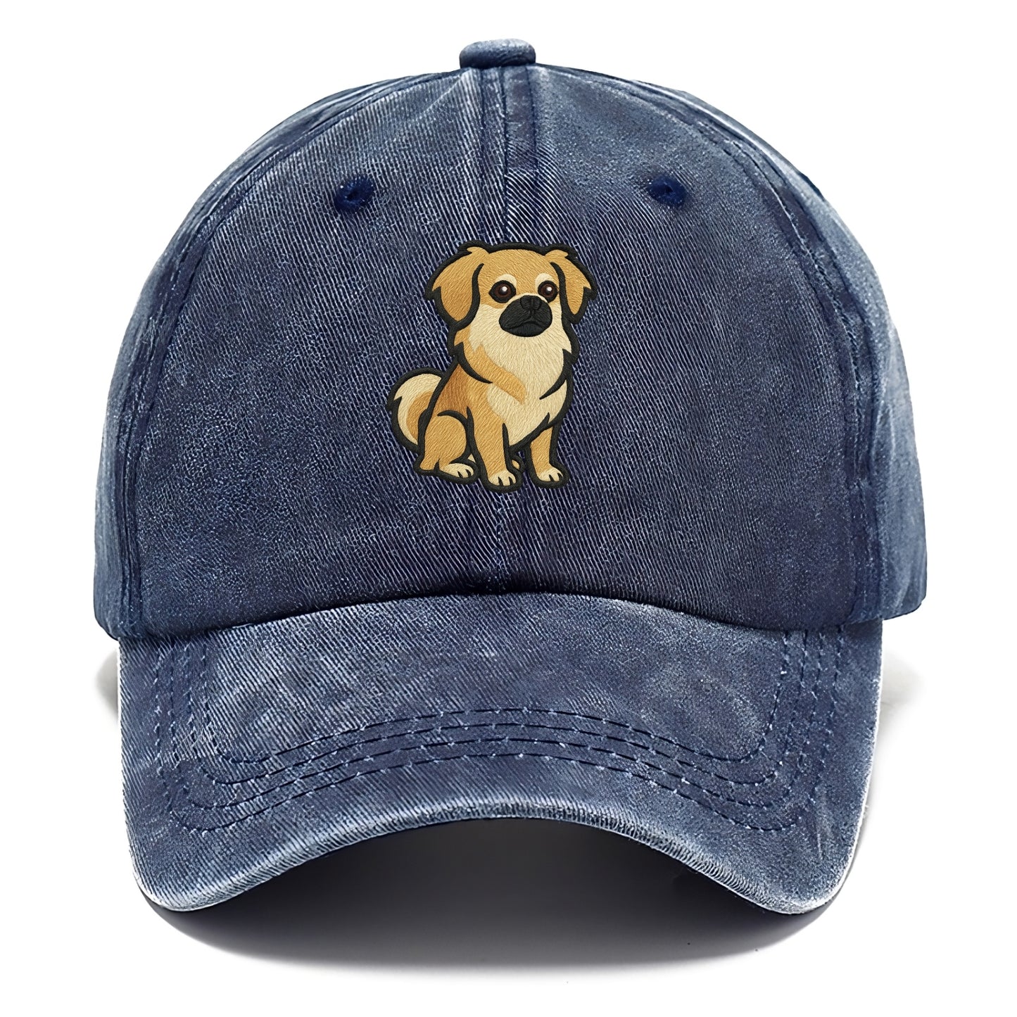 Tibetan Spaniel - Fawn small dog embroidered design - Classic Cap - Twilight Navy(Blue)