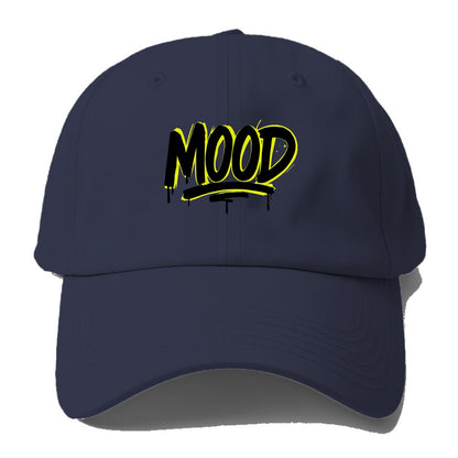 Bold typography design - "MOOD" - current state, feeling it - Baseball Cap - Twilight Navy(Blue)