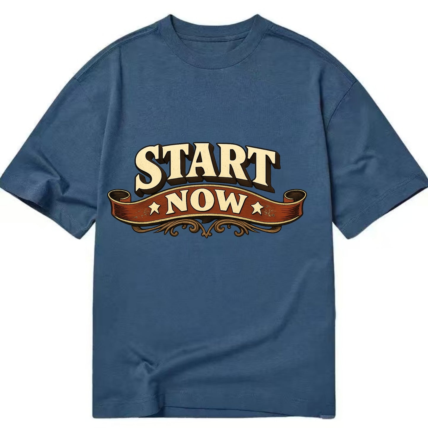 Bold typography design - "START NOW" - begin immediately, no delay - Classic T-shirt - Twilight Navy(Blue)