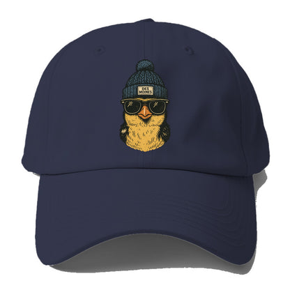 Iowa Goldfinch wearing Des Moines beanie with pom pom and wayfarer - Baseball Cap For Big Heads - Twilight Navy(Blue)