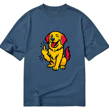 Golden Retriever with happy smile and golden coat, fluffy paw raised - Classic T-shirt - Twilight Navy(Blue)