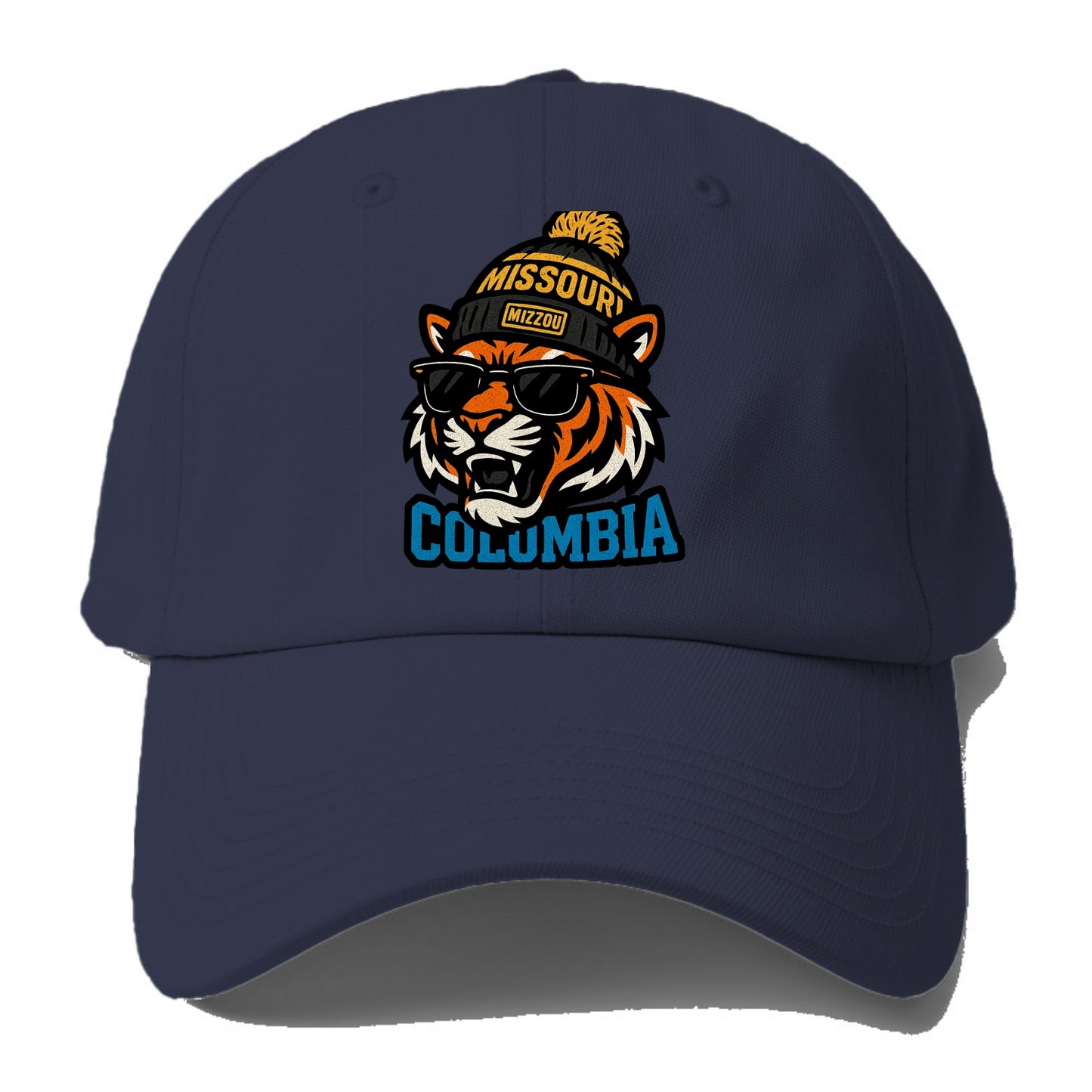 Columbia Tiger wearing Missouri beanie with Mizzou patch - Baseball Cap For Big Heads - Twilight Navy(Blue)