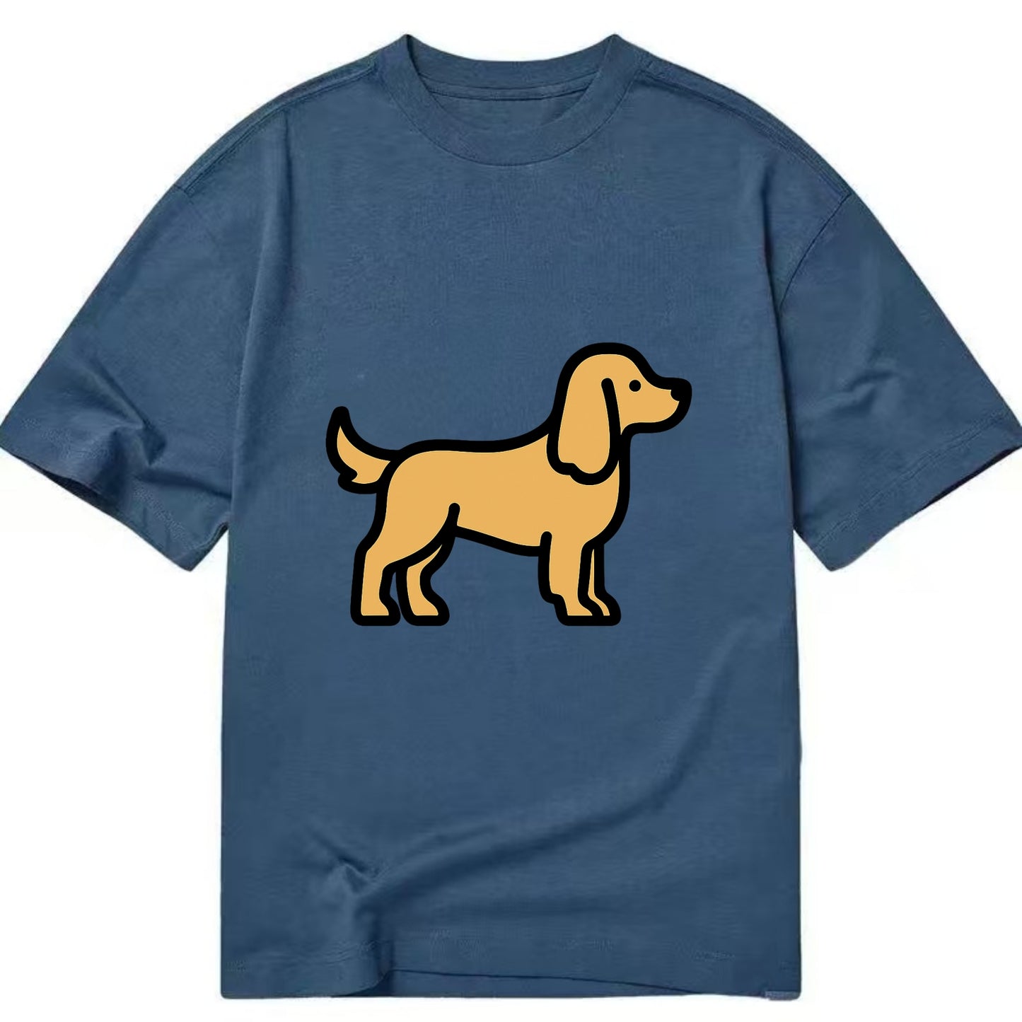 Cocker Spaniel - Golden colored flat side profile - Classic T-shirt - Twilight Navy(Blue)