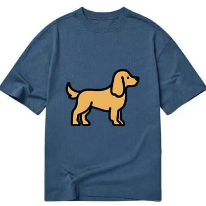 Cocker Spaniel - Golden colored flat side profile - Classic T-shirt - Twilight Navy(Blue)