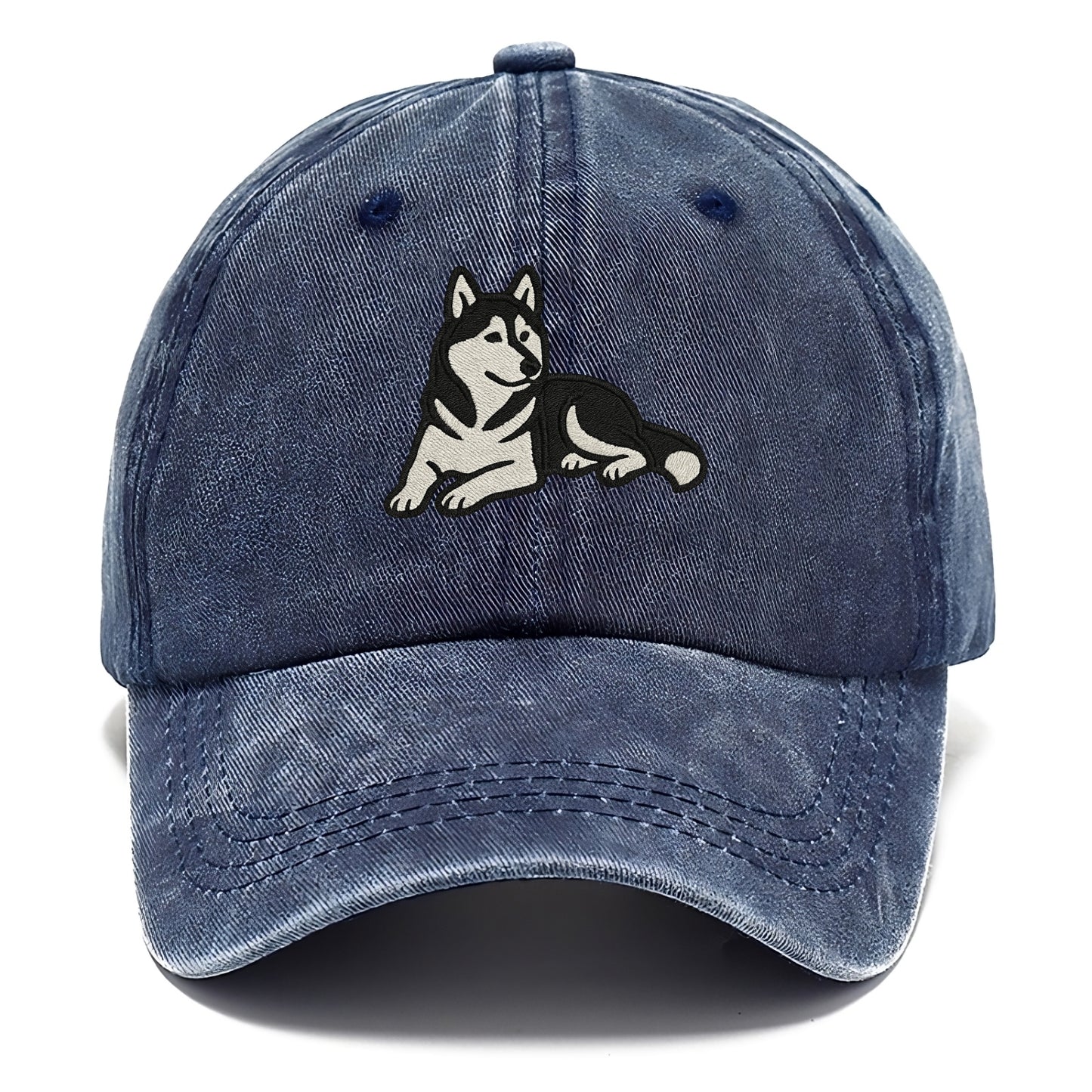 Siberian Husky - Black and white relaxed Classic Cap - Twilight Navy(Blue)