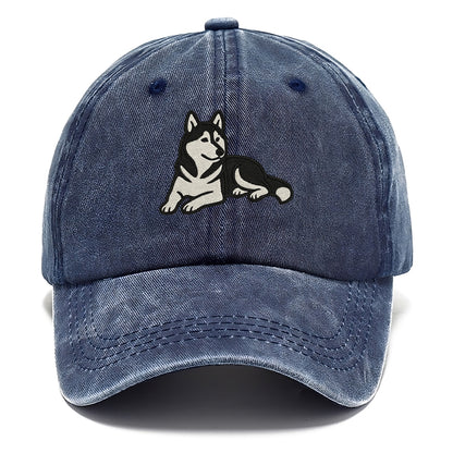 Siberian Husky - Black and white relaxed Classic Cap - Twilight Navy(Blue)