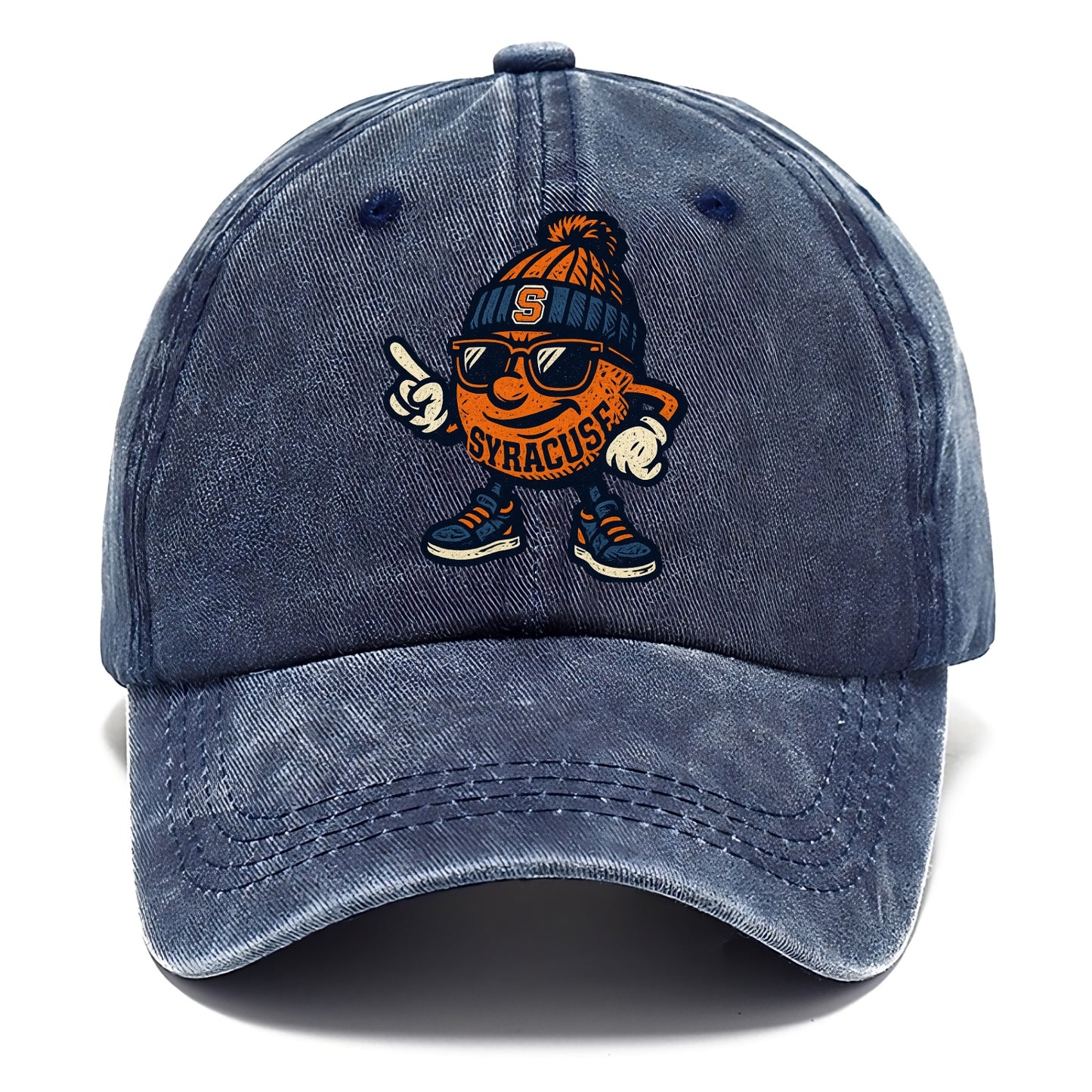 Syracuse Orange wearing Syracuse beanie with S patch - Classic Cap - Twilight Navy(Blue)