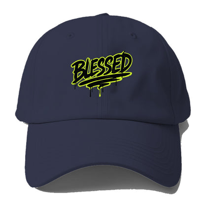 Bold typography design - "BLESSED" - recognizing good fortune, - Baseball Cap For Big Heads - Twilight Navy(Blue)